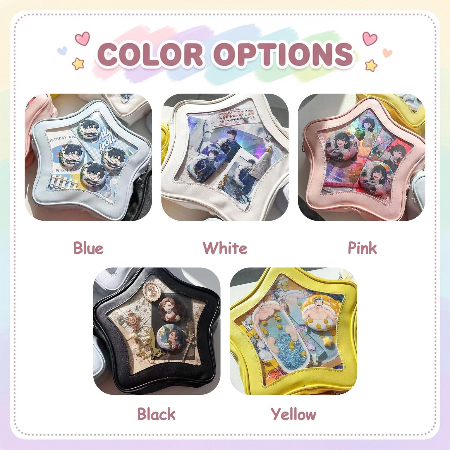 Large Star Ita Bag with Clear Window for Pin Display Large Star Ita Bag with Clear Window for Pin Display — ita bag detail view