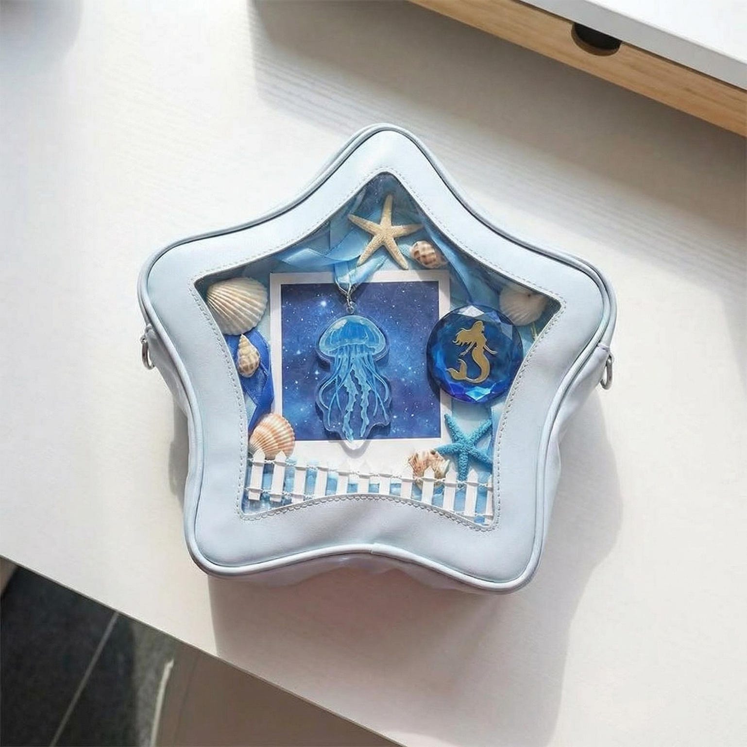 Large Star Ita Bag with Clear Window for Pin Display Large Star Ita Bag with Clear Window for Pin Display — ita bag detail view