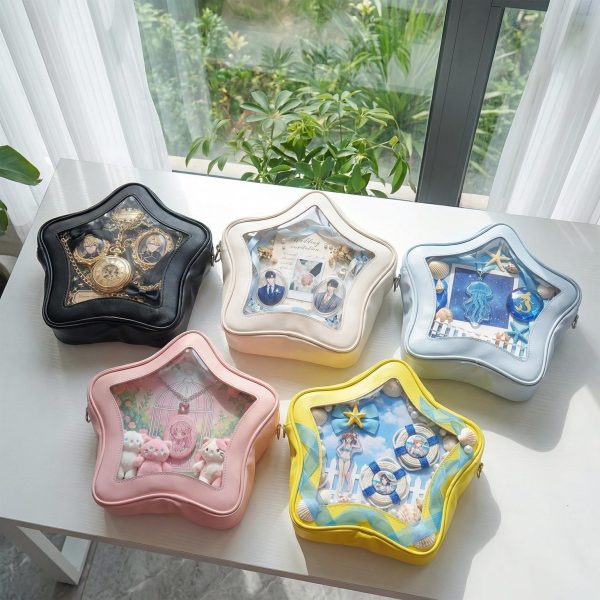 Large Star Ita Bag with Clear Window for Pin Display — ita bag with clear display window