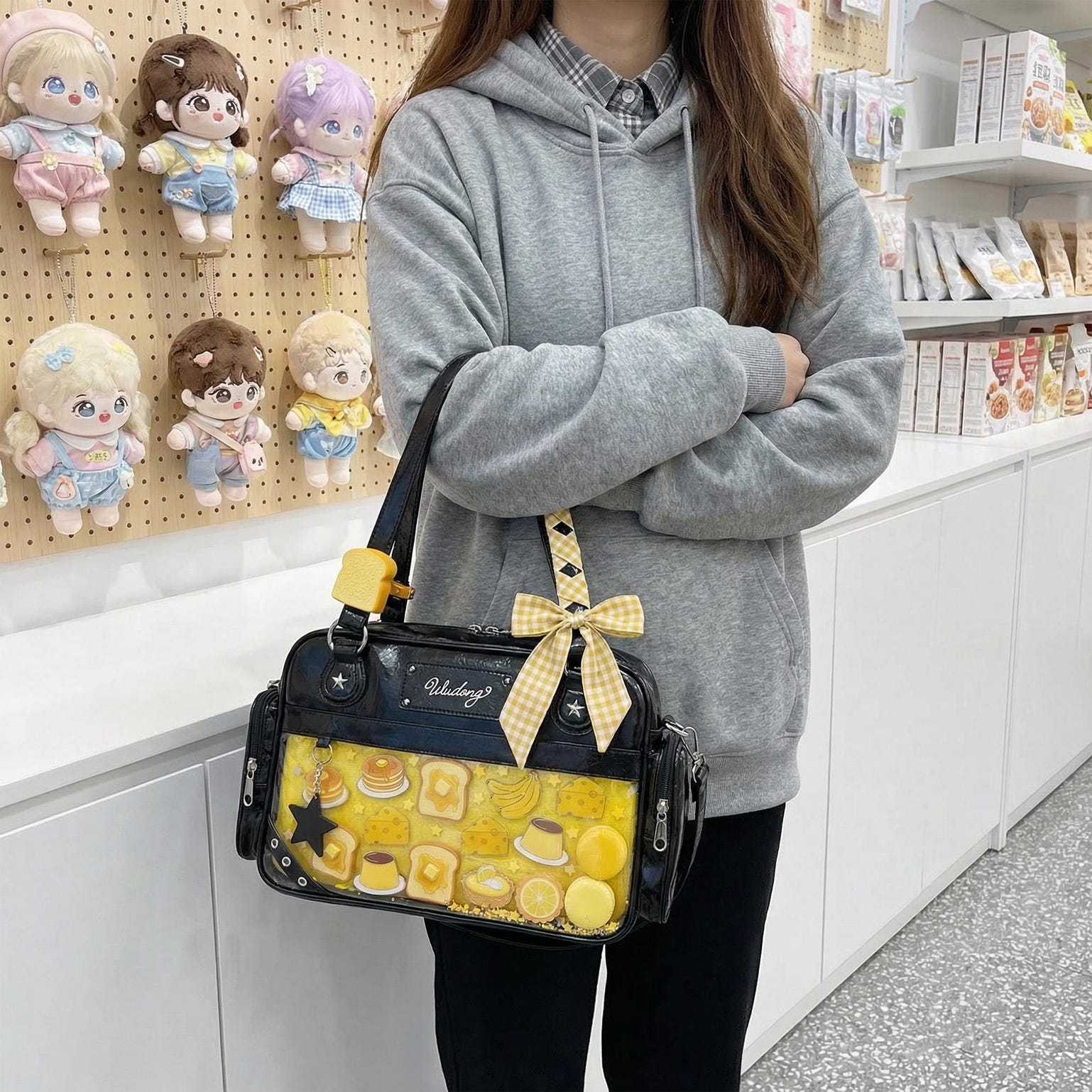 Large Y2K Convertible Ita Bag for Pin Display Large Y2K Convertible Ita Bag for Pin Display — ita bag detail view