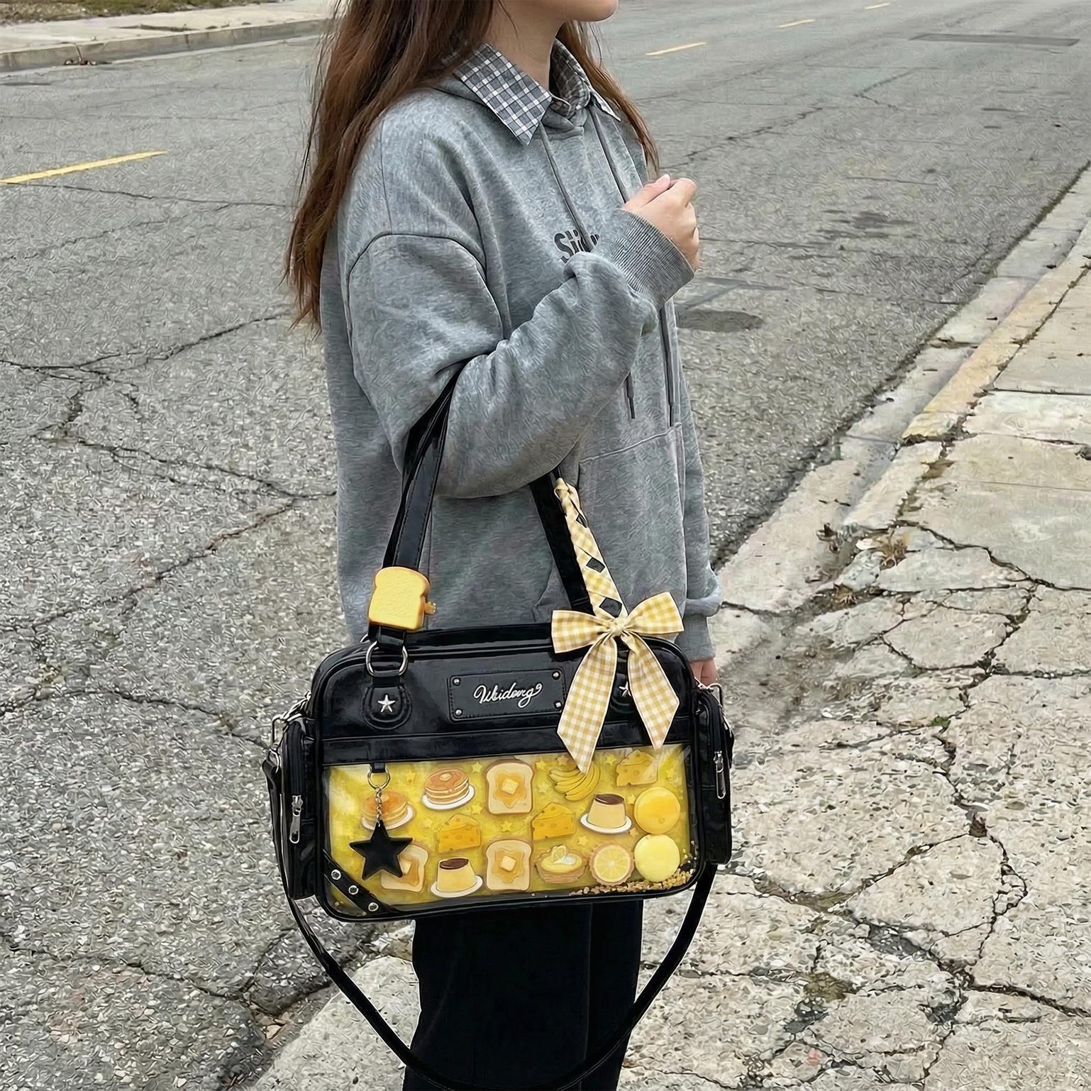 Large Y2K Convertible Ita Bag for Pin Display Large Y2K Convertible Ita Bag for Pin Display — ita bag detail view