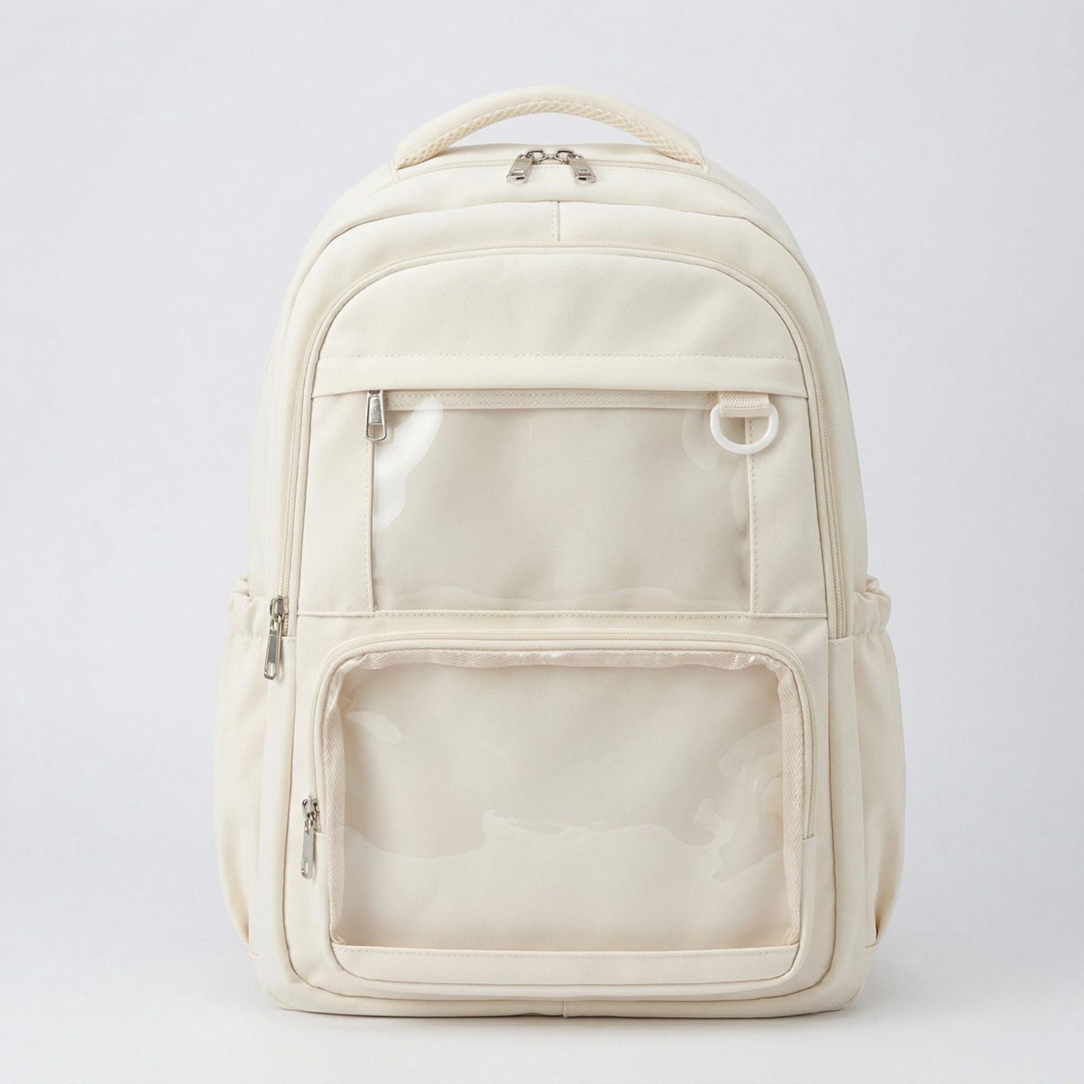 Large Yellow Kawaii Y2K Ita Backpack with Clear Window for Photocards and Pins Large Yellow Kawaii Y2K Ita Backpack with Clear Window for Photocards and Pins — ita backpack detail view
