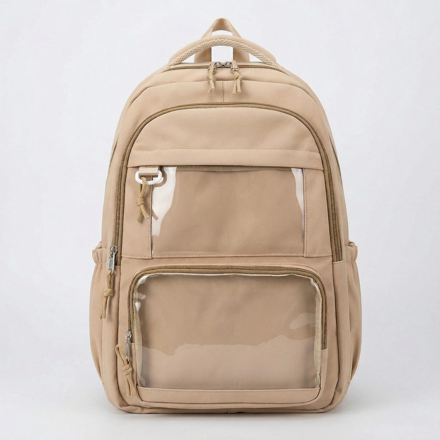 Large Yellow Kawaii Y2K Ita Backpack with Clear Window for Photocards and Pins Large Yellow Kawaii Y2K Ita Backpack with Clear Window for Photocards and Pins — ita backpack detail view