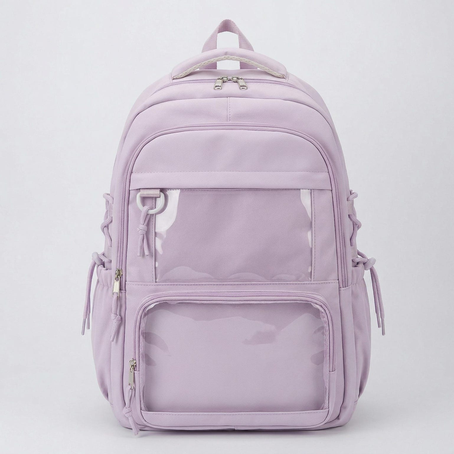 Large Yellow Kawaii Y2K Ita Backpack with Clear Window for Photocards and Pins Large Yellow Kawaii Y2K Ita Backpack with Clear Window for Photocards and Pins — ita backpack detail view