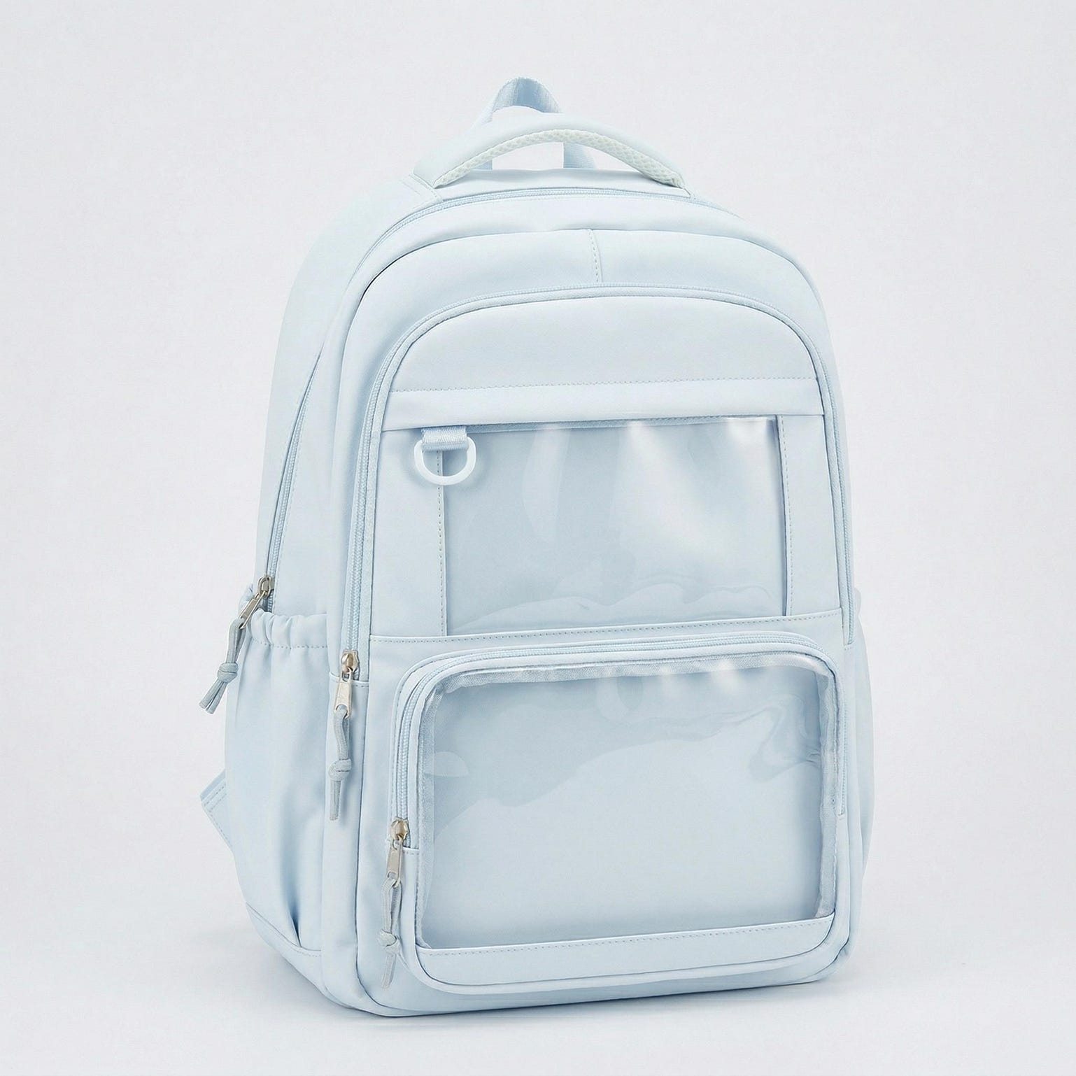 Large Yellow Kawaii Y2K Ita Backpack with Clear Window for Photocards and Pins Large Yellow Kawaii Y2K Ita Backpack with Clear Window for Photocards and Pins — ita backpack detail view