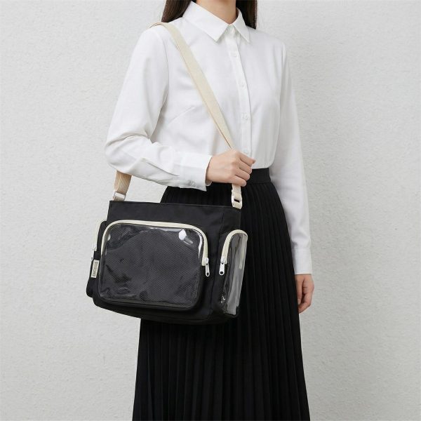 Large Yellow Kawaii Y2K Ita Backpack with Clear Window for Pin Display — ita backpack detail view