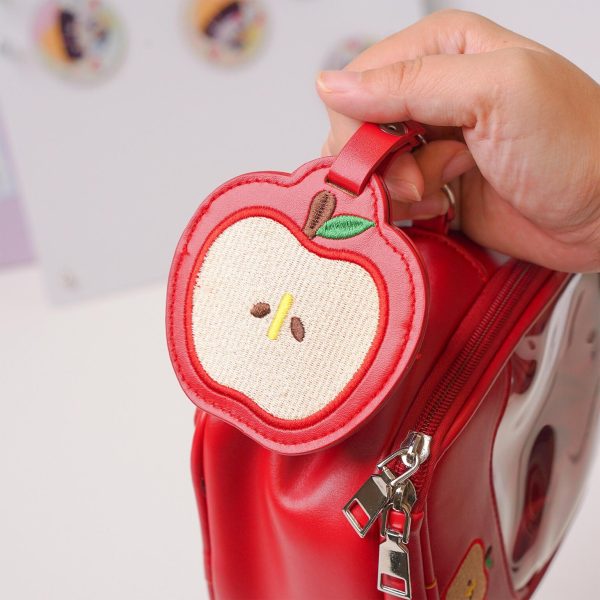 Mini Apple Ita Crossbody Bag with Clear Window for Pin Display — crossbody ita bag detail view