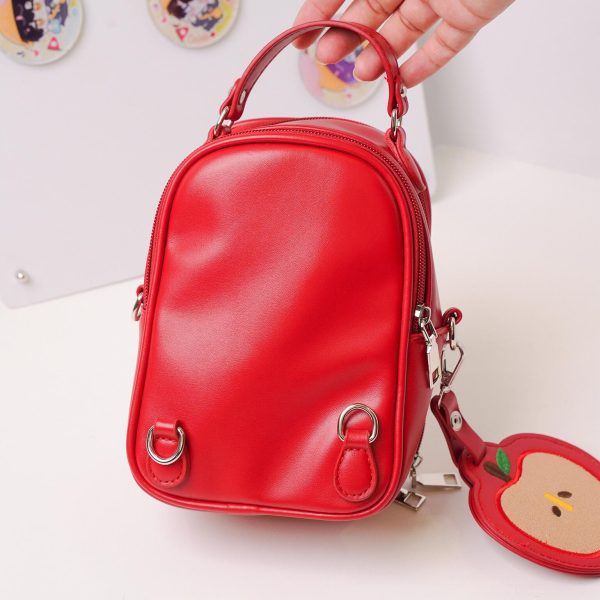 Mini Apple Ita Crossbody Bag with Clear Window for Pin Display — crossbody ita bag detail view