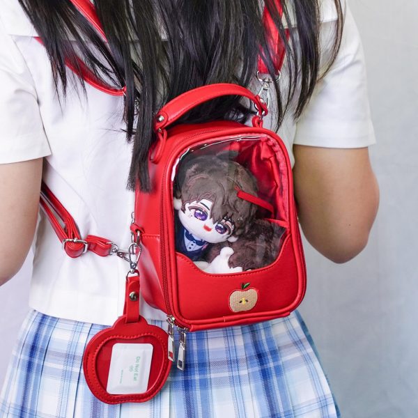Mini Apple Ita Crossbody Bag with Clear Window for Pin Display — crossbody ita bag detail view
