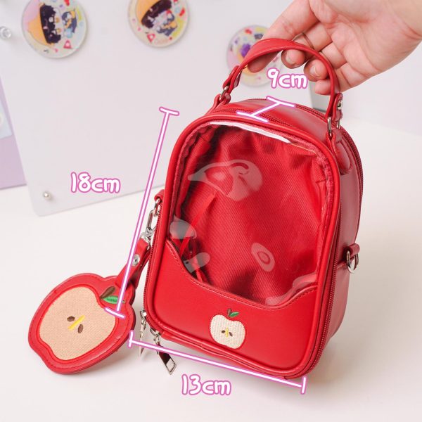 Mini Apple Ita Crossbody Bag with Clear Window for Pin Display — crossbody ita bag detail view
