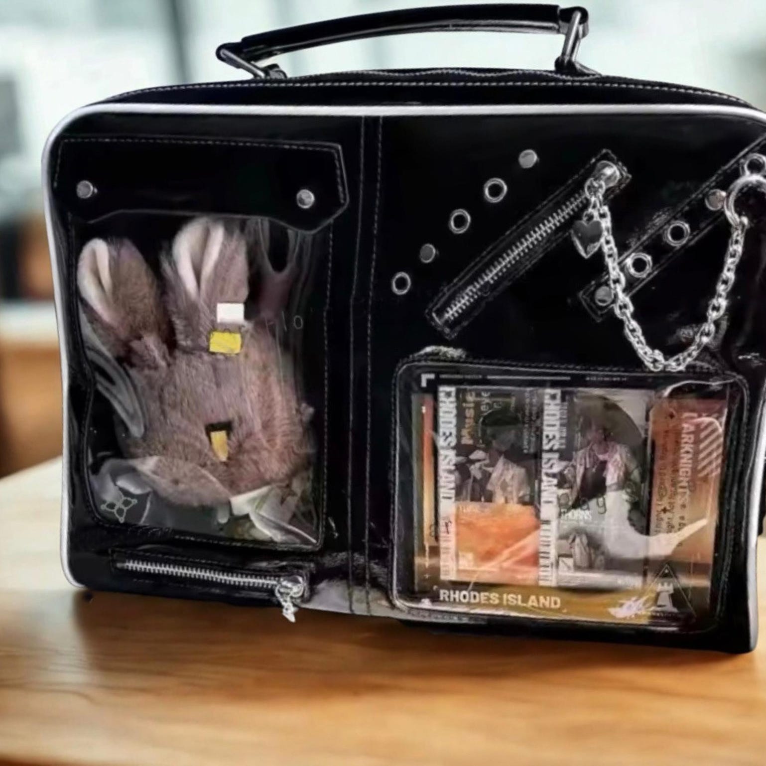Mini Black Convertible Ita Bag Mini Black Convertible Ita Bag — mini ita bag detail view
