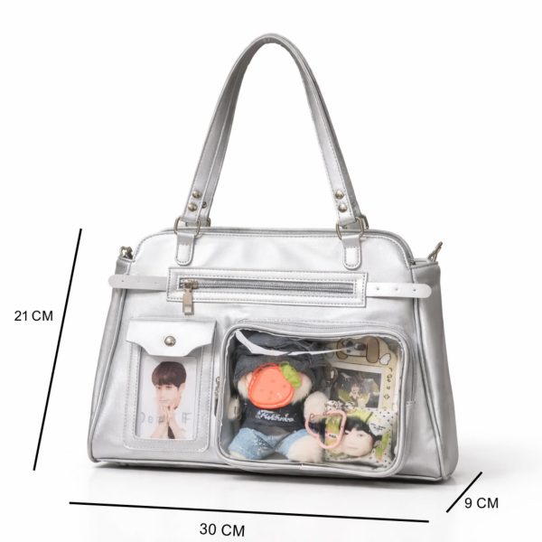 Mini Black Convertible Ita Bag for Pin Display — mini ita bag detail view