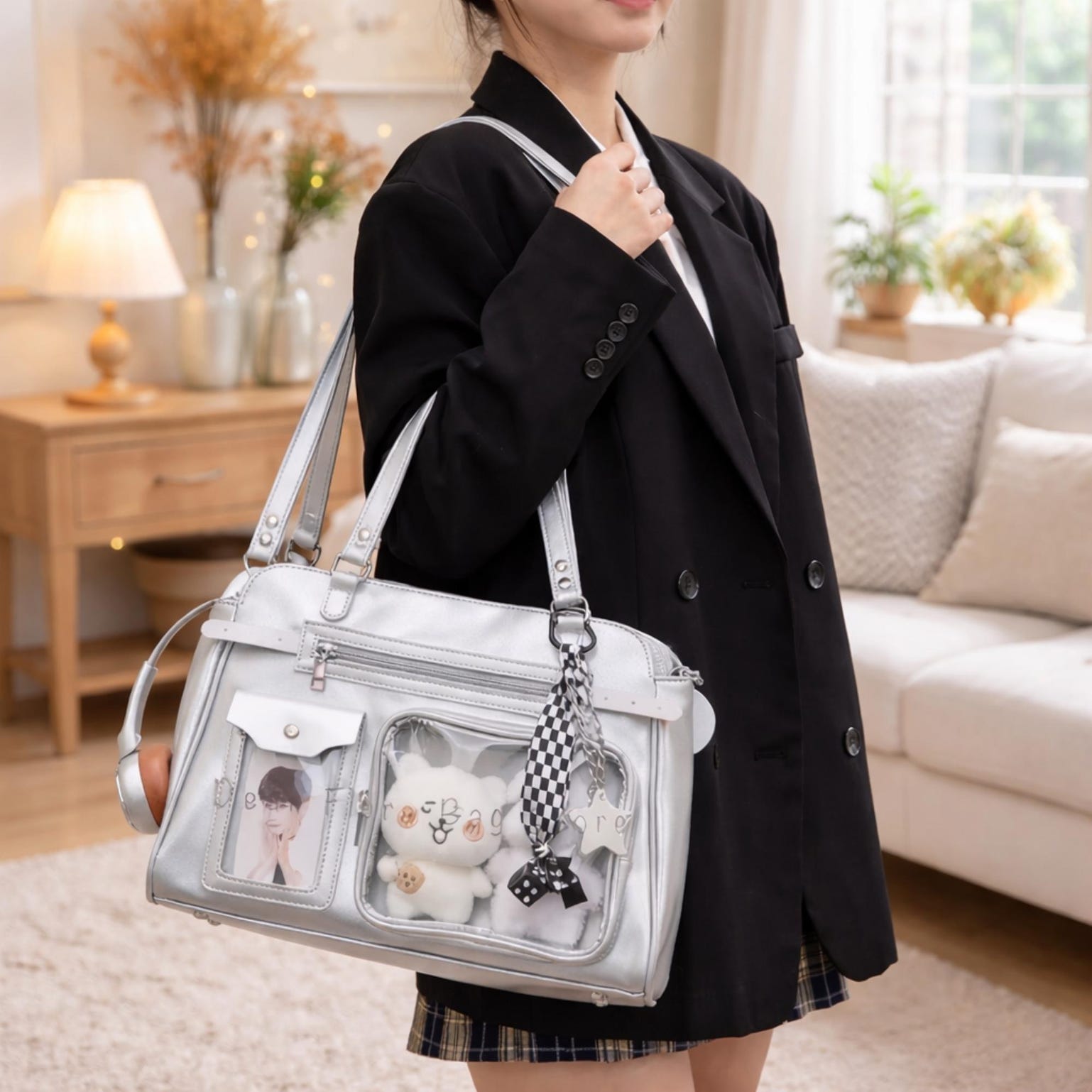 Mini Black Convertible Ita Bag for Pin Display Mini Black Convertible Ita Bag for Pin Display — mini ita bag detail view