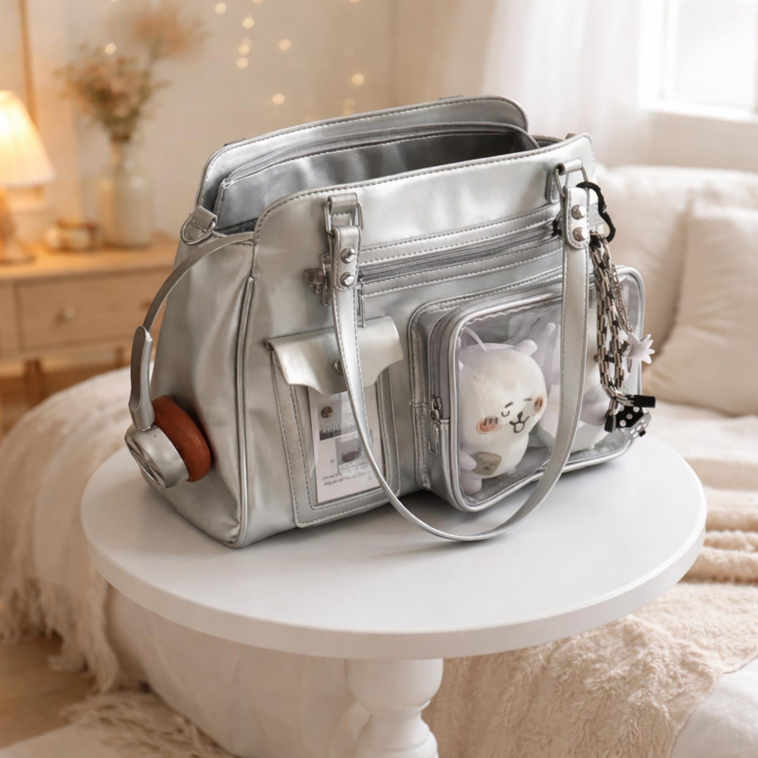 Mini Black Convertible Ita Bag for Pin Display Mini Black Convertible Ita Bag for Pin Display — mini ita bag detail view