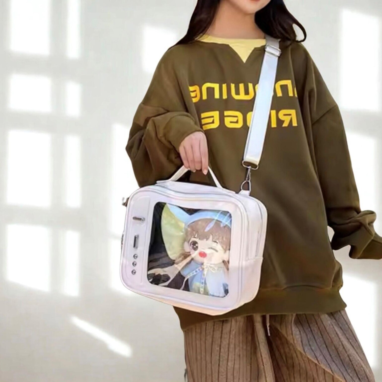 Mini Black Convertible Ita Bag for Plushies and Pins Mini Black Convertible Ita Bag for Plushies and Pins — mini ita bag detail view