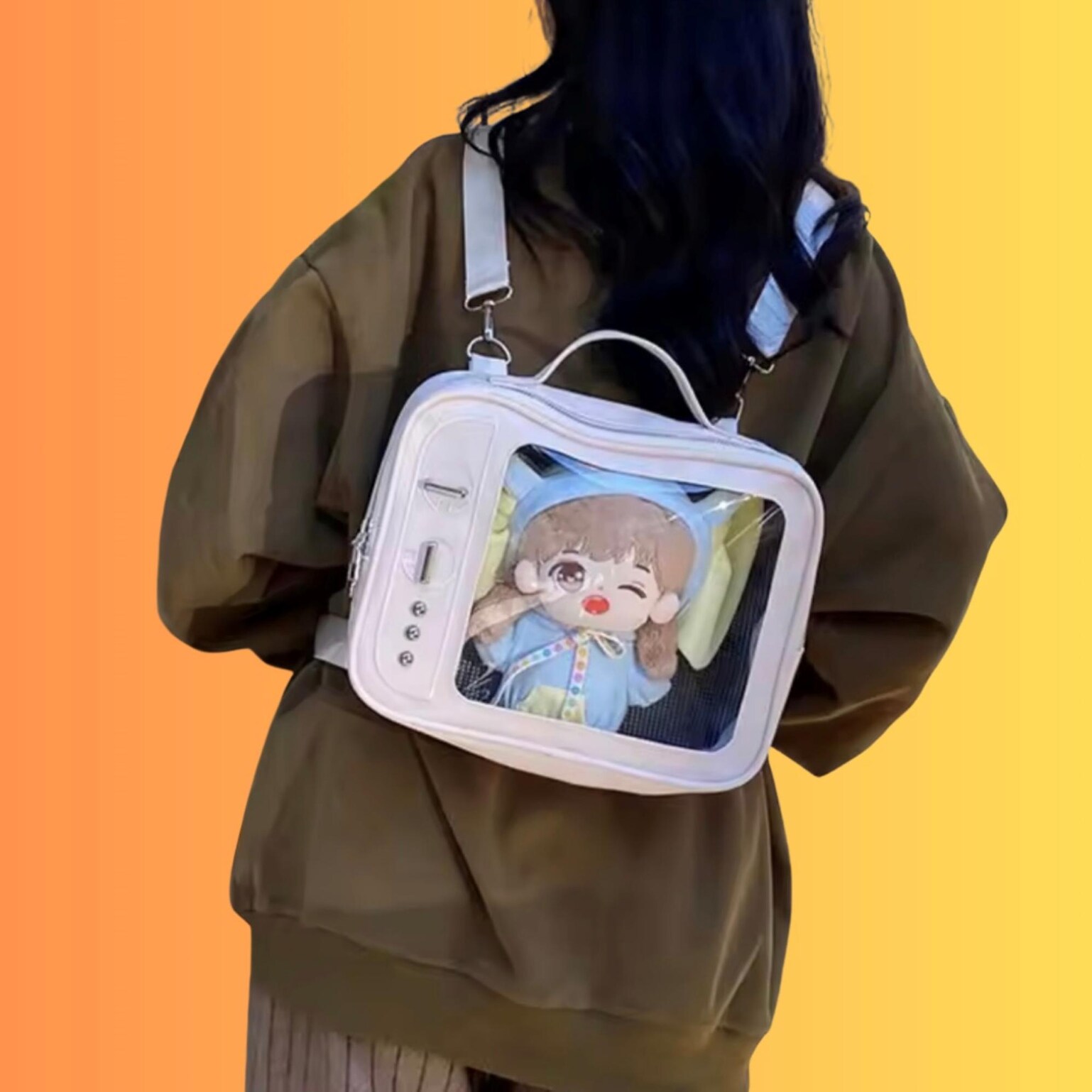 Mini Black Convertible Ita Bag for Plushies and Pins Mini Black Convertible Ita Bag for Plushies and Pins — mini ita bag detail view