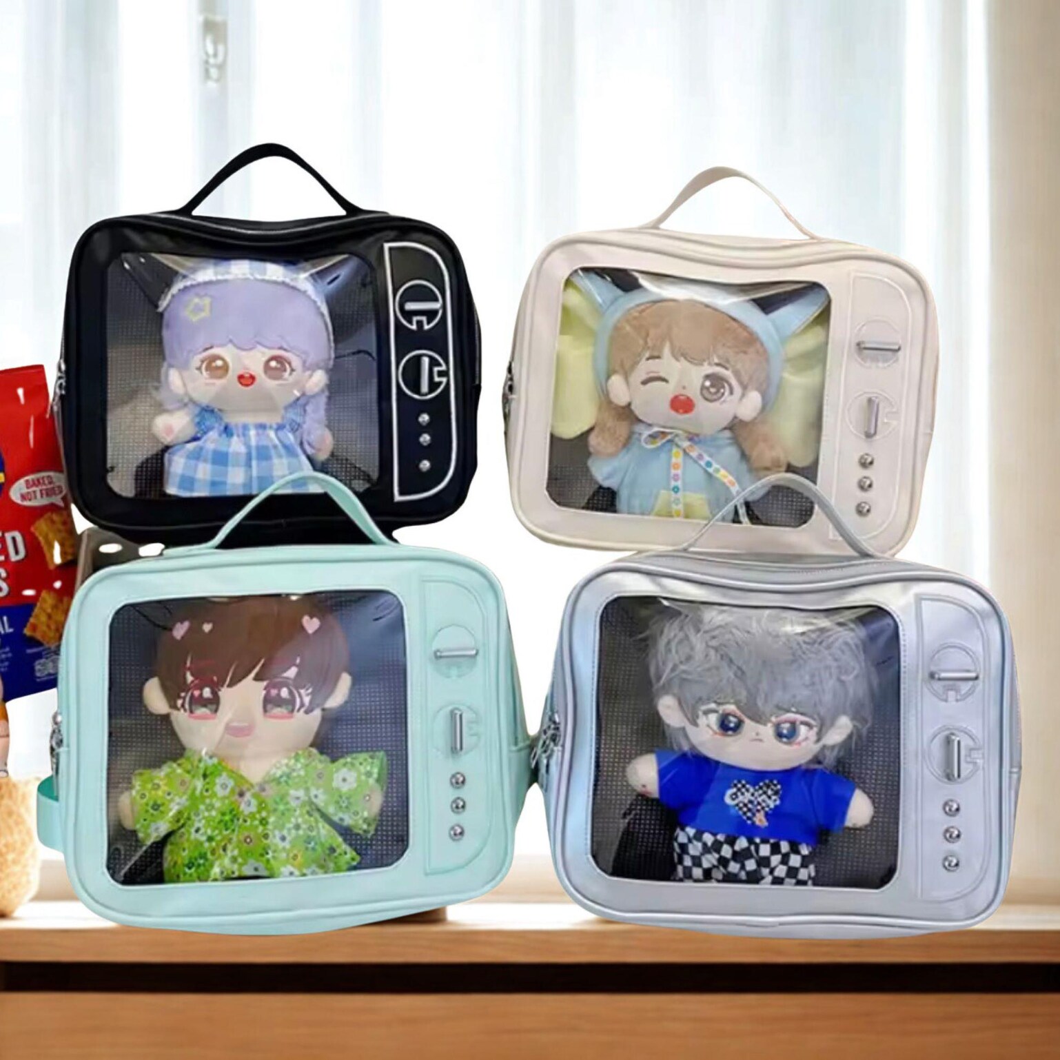 Mini Black Convertible Ita Bag for Plushies and Pins Mini Black Convertible Ita Bag for Plushies and Pins — mini ita bag with clear display window