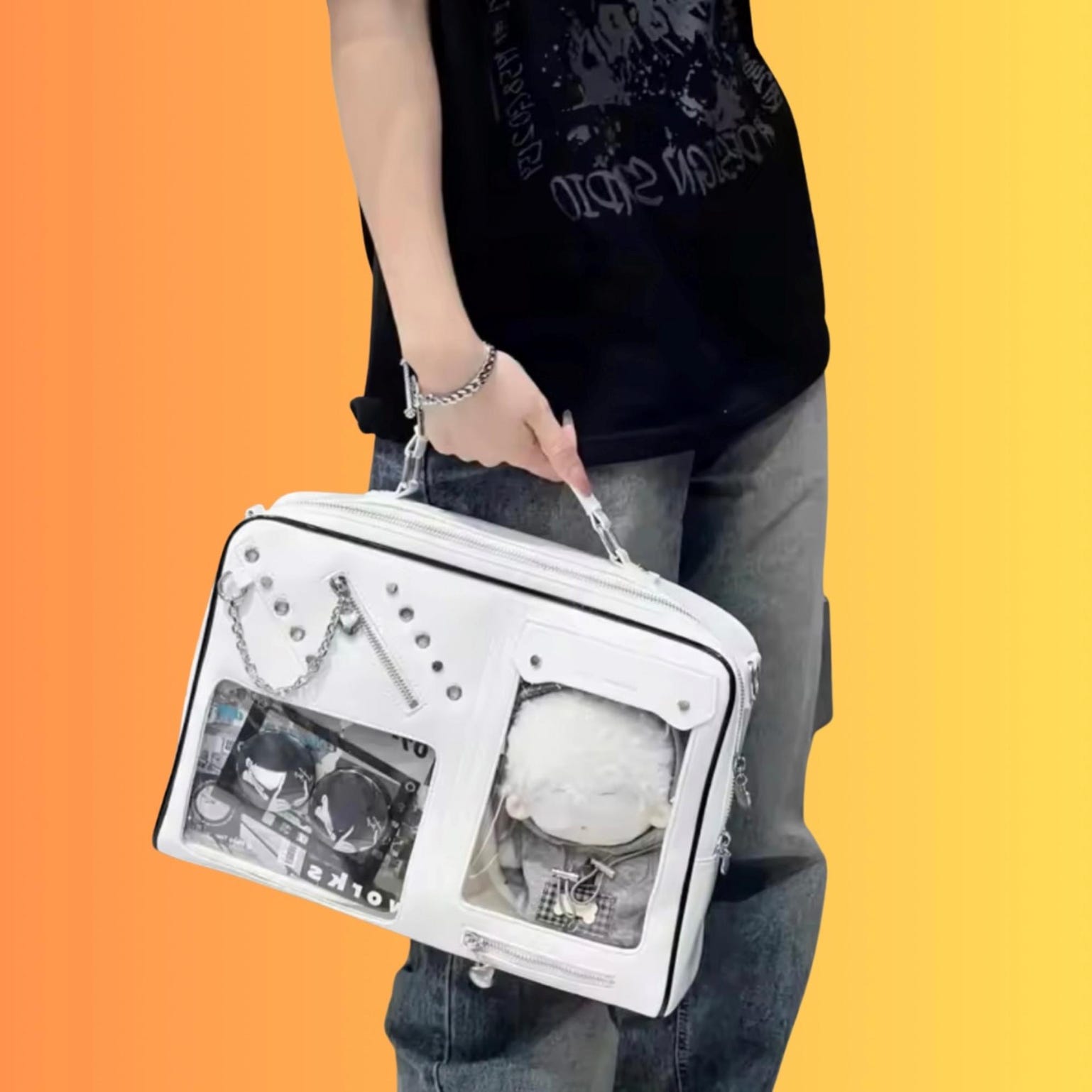 Mini Black Convertible Ita Bag Mini Black Convertible Ita Bag — mini ita bag detail view