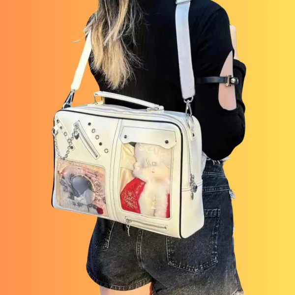 Mini Black Convertible Ita Bag — mini ita bag with clear display window