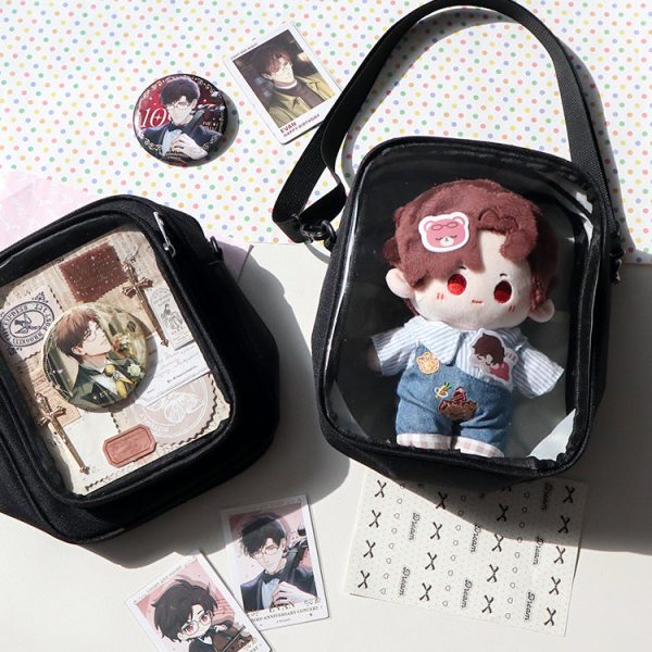 Mini Ita Crossbody Bag with Clear Window for Plushies and Pins — crossbody ita bag detail view