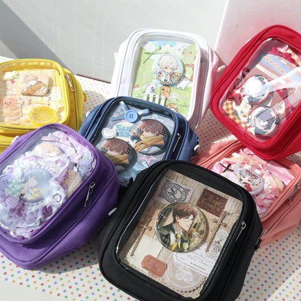 Mini Ita Crossbody Bag with Clear Window for Plushies and Pins — crossbody ita bag detail view