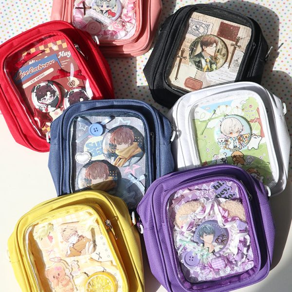 Mini Ita Crossbody Bag with Clear Window for Plushies and Pins — crossbody ita bag detail view