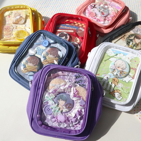 Mini Ita Crossbody Bag with Clear Window for Plushies and Pins — crossbody ita bag detail view