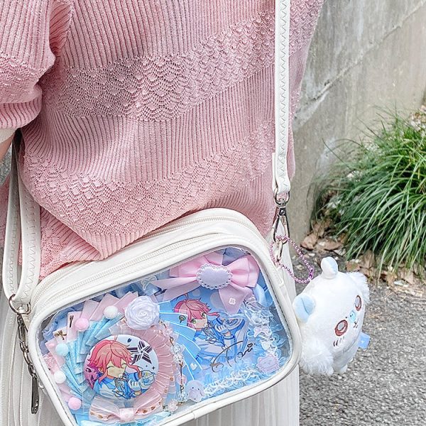 Mini Ita Crossbody Bag with Clear Window for Plushies and Pins — crossbody ita bag detail view