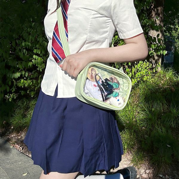 Mini Ita Crossbody Bag with Clear Window for Plushies and Pins — crossbody ita bag detail view