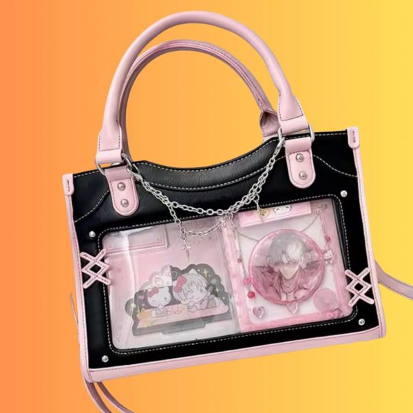 Mini Pink Ita Crossbody Bag for Pin Display — crossbody ita bag detail view