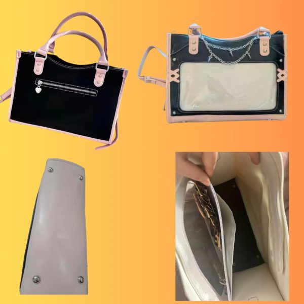 Mini Pink Ita Crossbody Bag for Pin Display — crossbody ita bag detail view