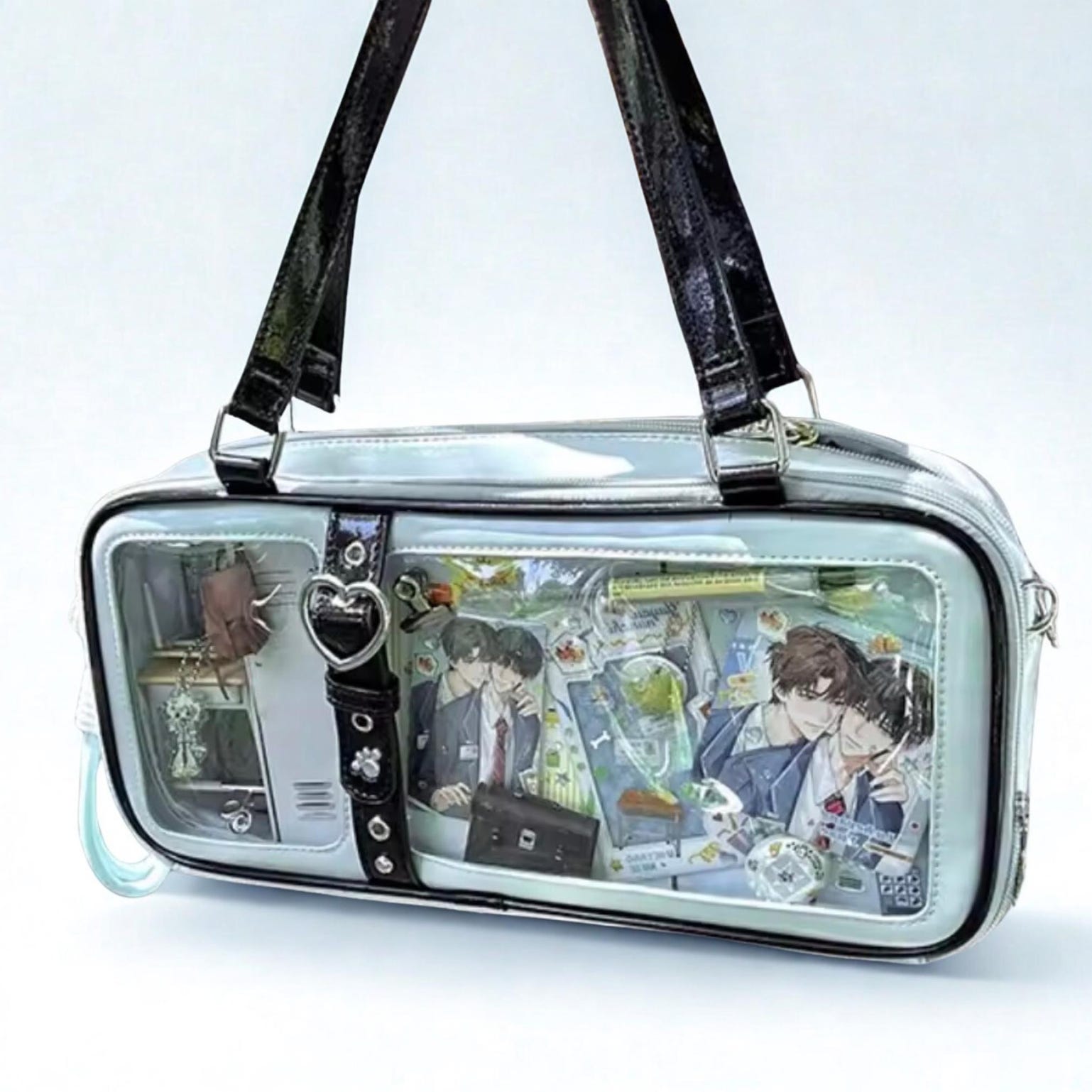 Mini Pink Ita Messenger Bag for Plushies and Pins Mini Pink Ita Messenger Bag for Plushies and Pins — mini ita bag detail view