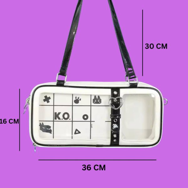 Mini Pink Ita Messenger Bag for Plushies and Pins — mini ita bag detail view