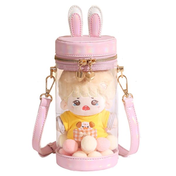 Mini White Bunny Ita Bag for Plushies and Pins — mini ita bag detail view