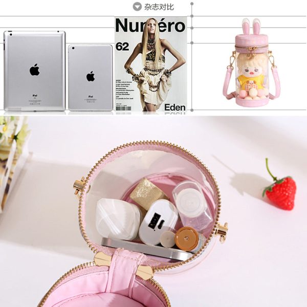Mini White Bunny Ita Bag for Plushies and Pins — mini ita bag detail view