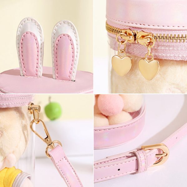 Mini White Bunny Ita Bag for Plushies and Pins — mini ita bag detail view