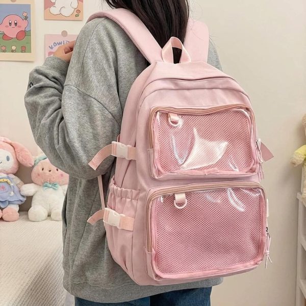 Pastel Ita Backpack with Clear Window for Pin Display — ita backpack with clear display window