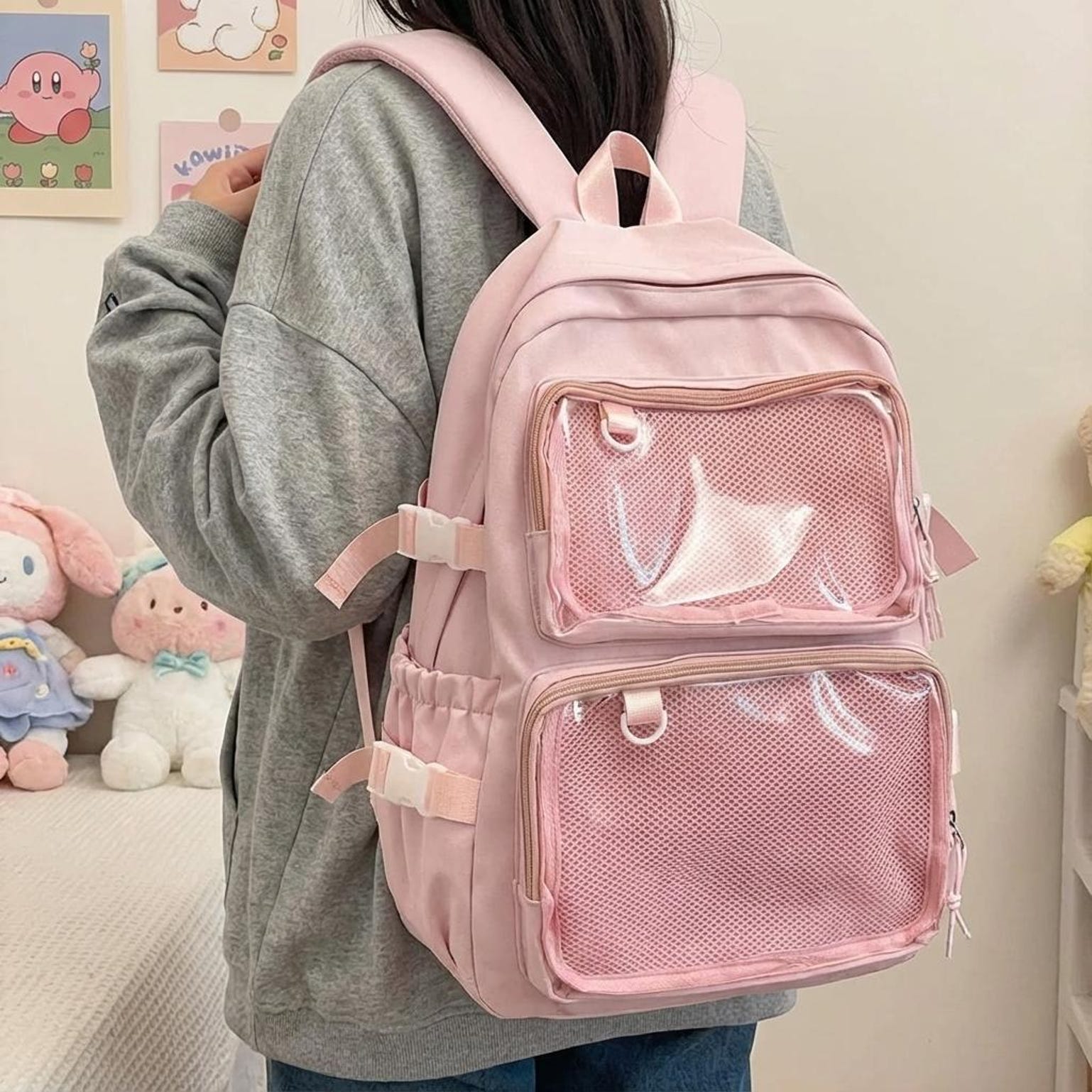 Pastel Ita Backpack with Clear Window for Pin Display Pastel Ita Backpack with Clear Window for Pin Display — ita backpack with clear display window