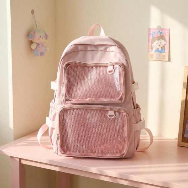 Pastel Ita Backpack with Clear Window for Pin Display — ita backpack detail view