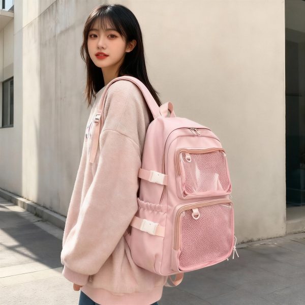 Pastel Ita Tote Bag with Clear Window for Pin Display — ita tote bag with clear display window
