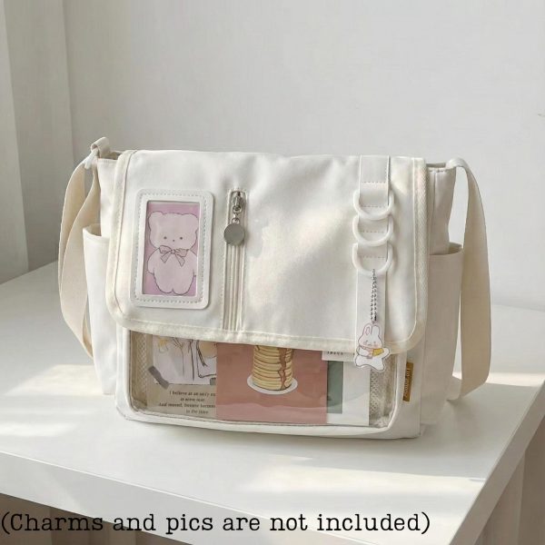 Pastel Kawaii Convertible Ita Bag for Pin Display — ita bag with clear display window
