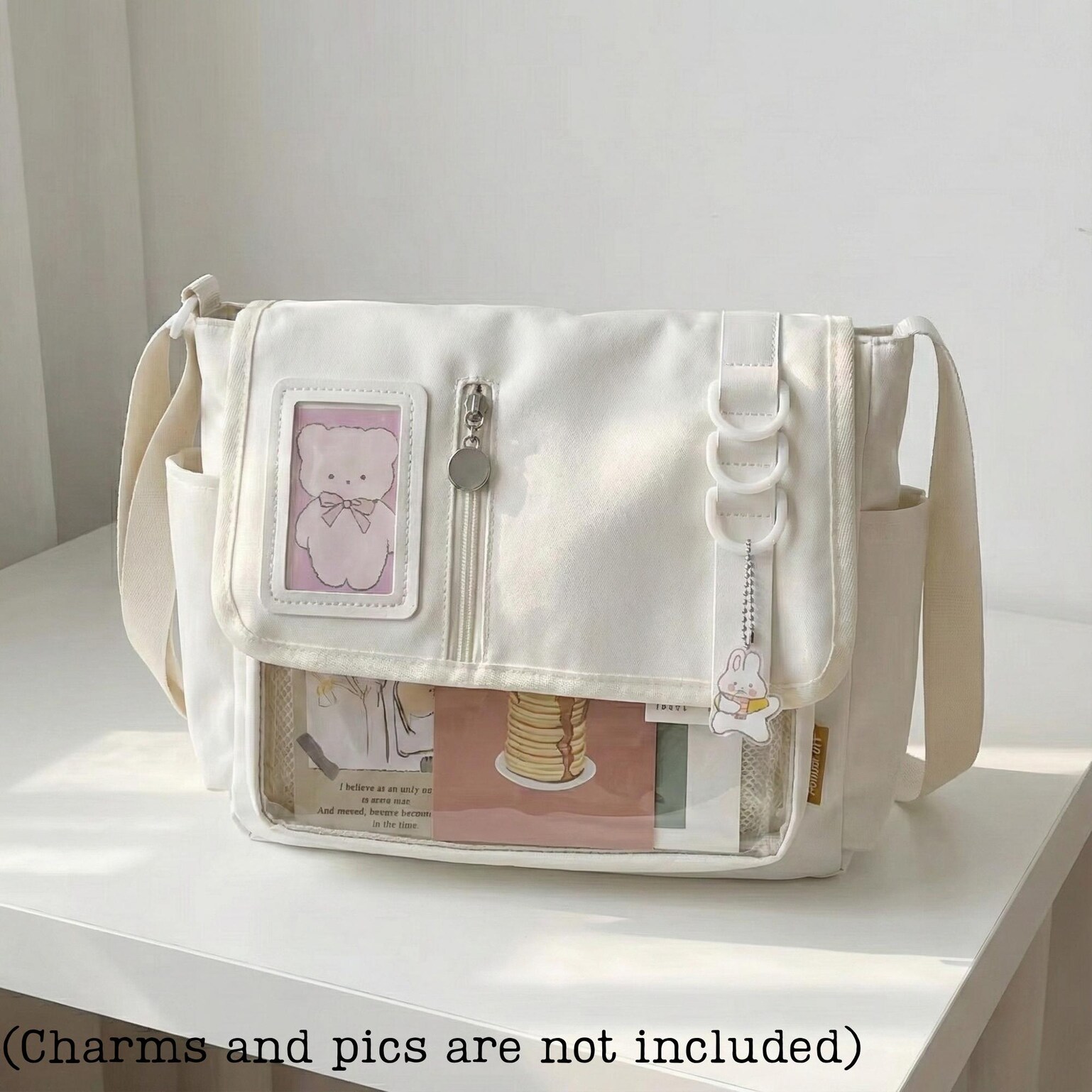 Pastel Kawaii Convertible Ita Bag for Pin Display Pastel Kawaii Convertible Ita Bag for Pin Display — ita bag with clear display window