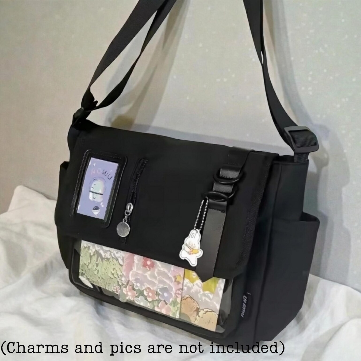Pastel Kawaii Convertible Ita Bag for Pin Display Pastel Kawaii Convertible Ita Bag for Pin Display — ita bag detail view