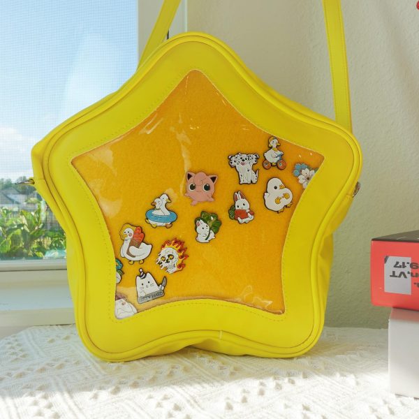 Pastel Kawaii Convertible Ita Bag with Clear Window for Plushies and Pins — ita bag detail view