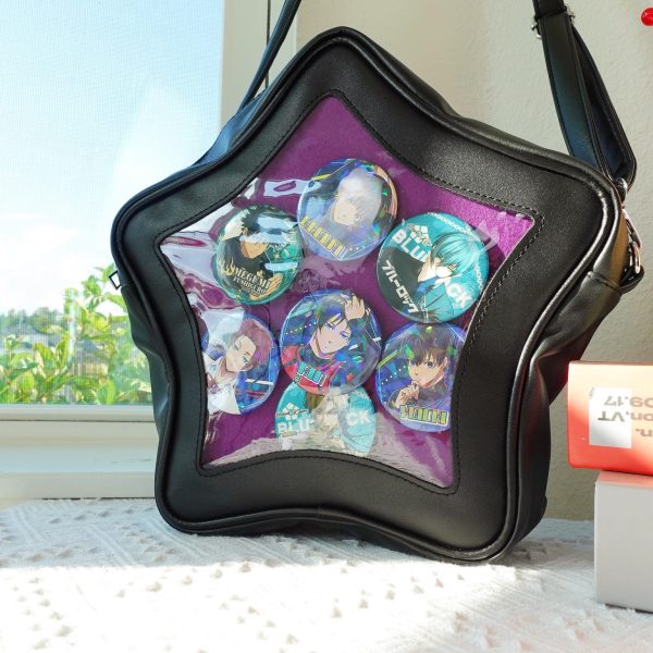 Pastel Kawaii Convertible Ita Bag with Clear Window for Plushies and Pins — ita bag with clear display window