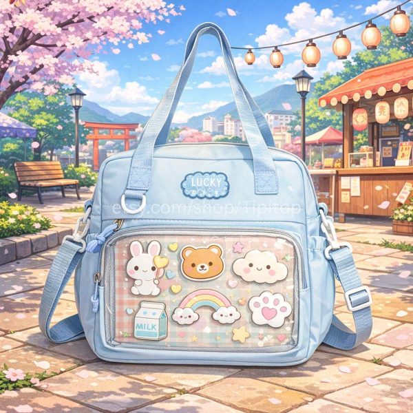 Pastel Kawaii Ita Backpack for Pin Display — ita backpack detail view