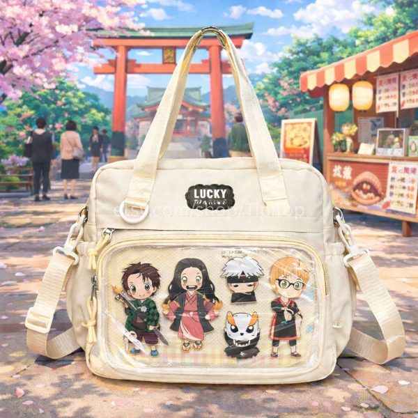 Pastel Kawaii Ita Backpack for Pin Display — ita backpack with clear display window