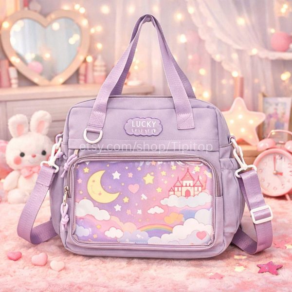 Pastel Kawaii Ita Backpack for Pin Display — ita backpack detail view