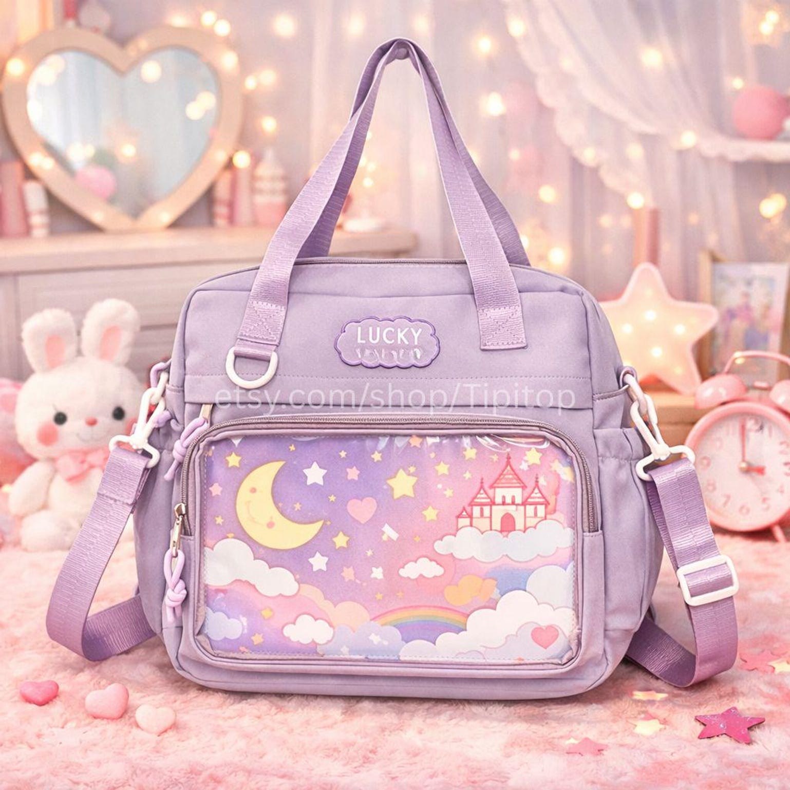 Pastel Kawaii Ita Backpack for Pin Display Pastel Kawaii Ita Backpack for Pin Display — ita backpack detail view