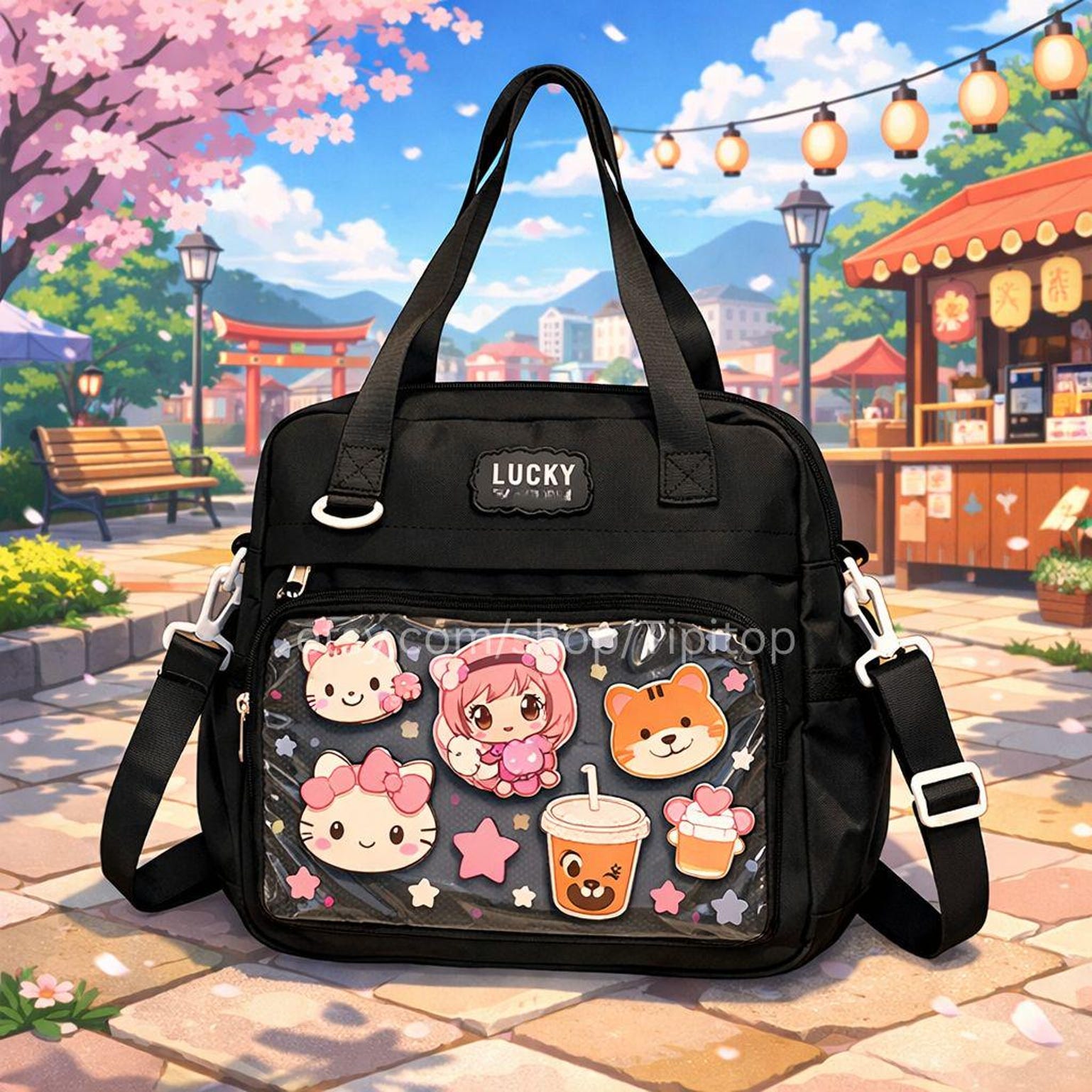 Pastel Kawaii Ita Backpack for Pin Display Pastel Kawaii Ita Backpack for Pin Display — ita backpack detail view